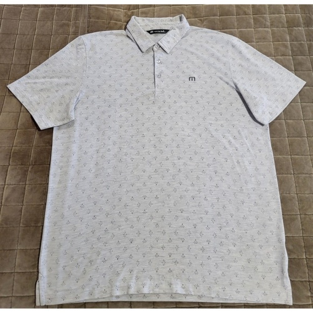Travis Mathew Men's Atole Golf Performance Polo Shirt Heather Light Gray X-Large